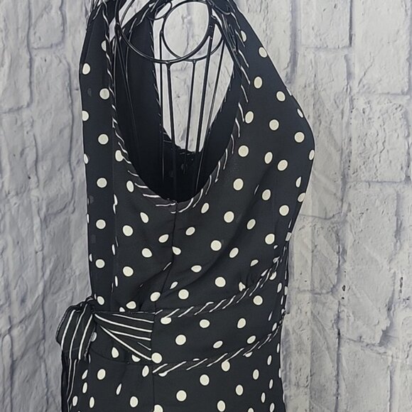 Jonathan Martin Black and White Polka Dot Midi Dress - Picture 6 of 10